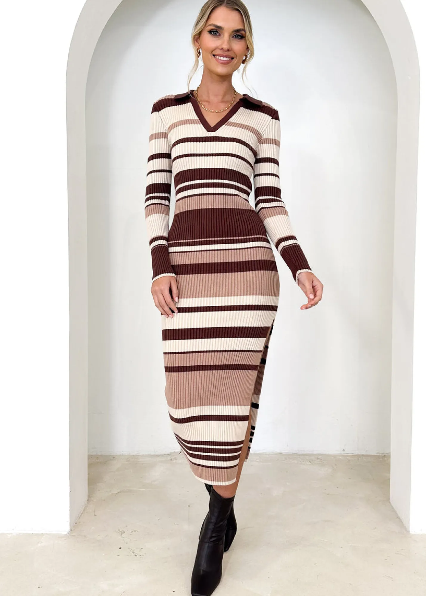 Women Gingham & Heels Knit Dresses>Libbey Knit Midi Dress