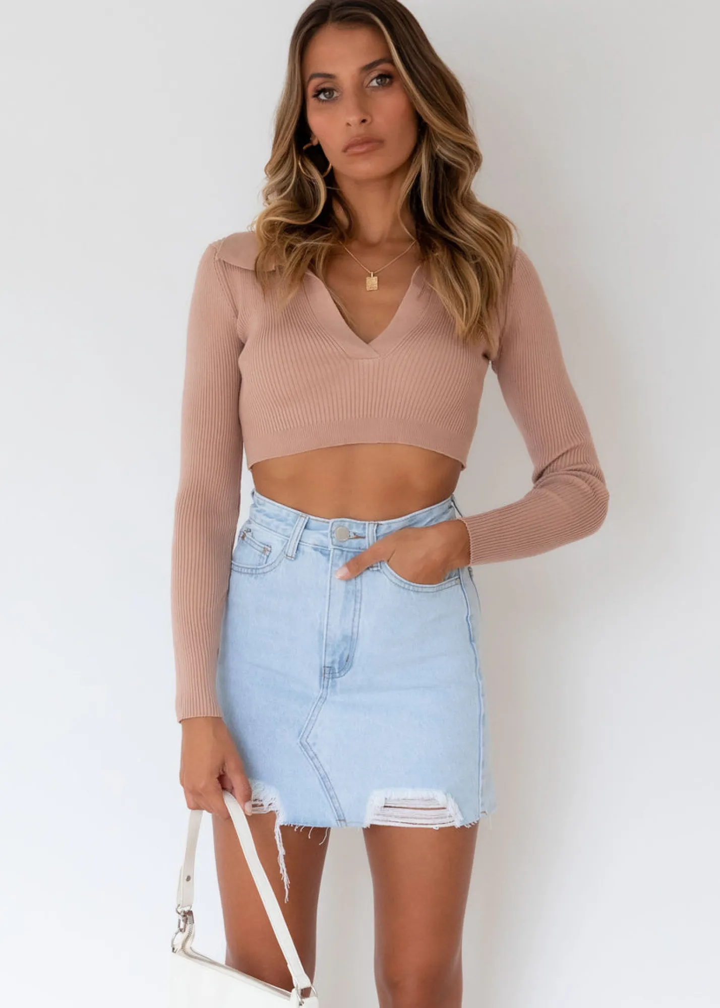 Women Gingham & Heels Crops>Lifestyle Knit Crop