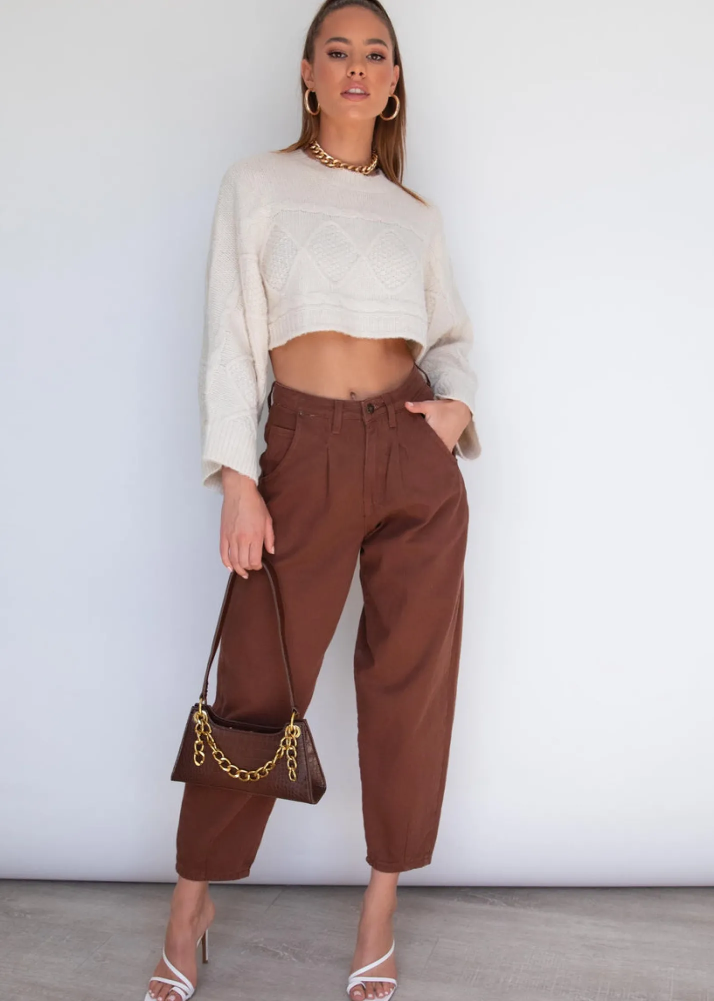 Women Gingham & Heels Crops>Lilliana Crop Sweater