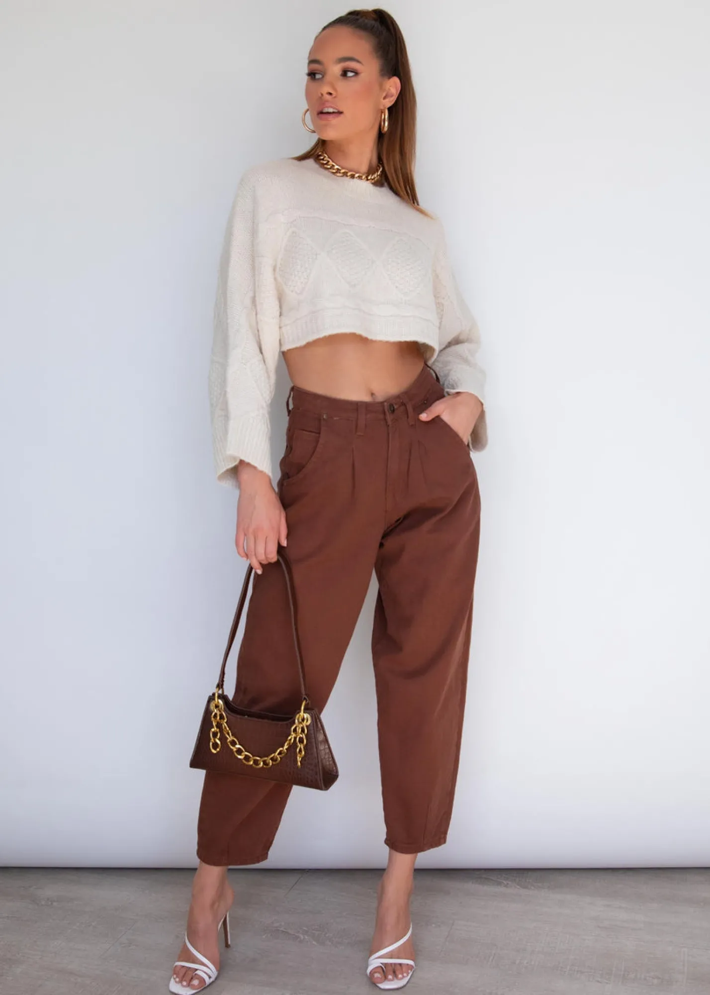 Women Gingham & Heels Crops>Lilliana Crop Sweater