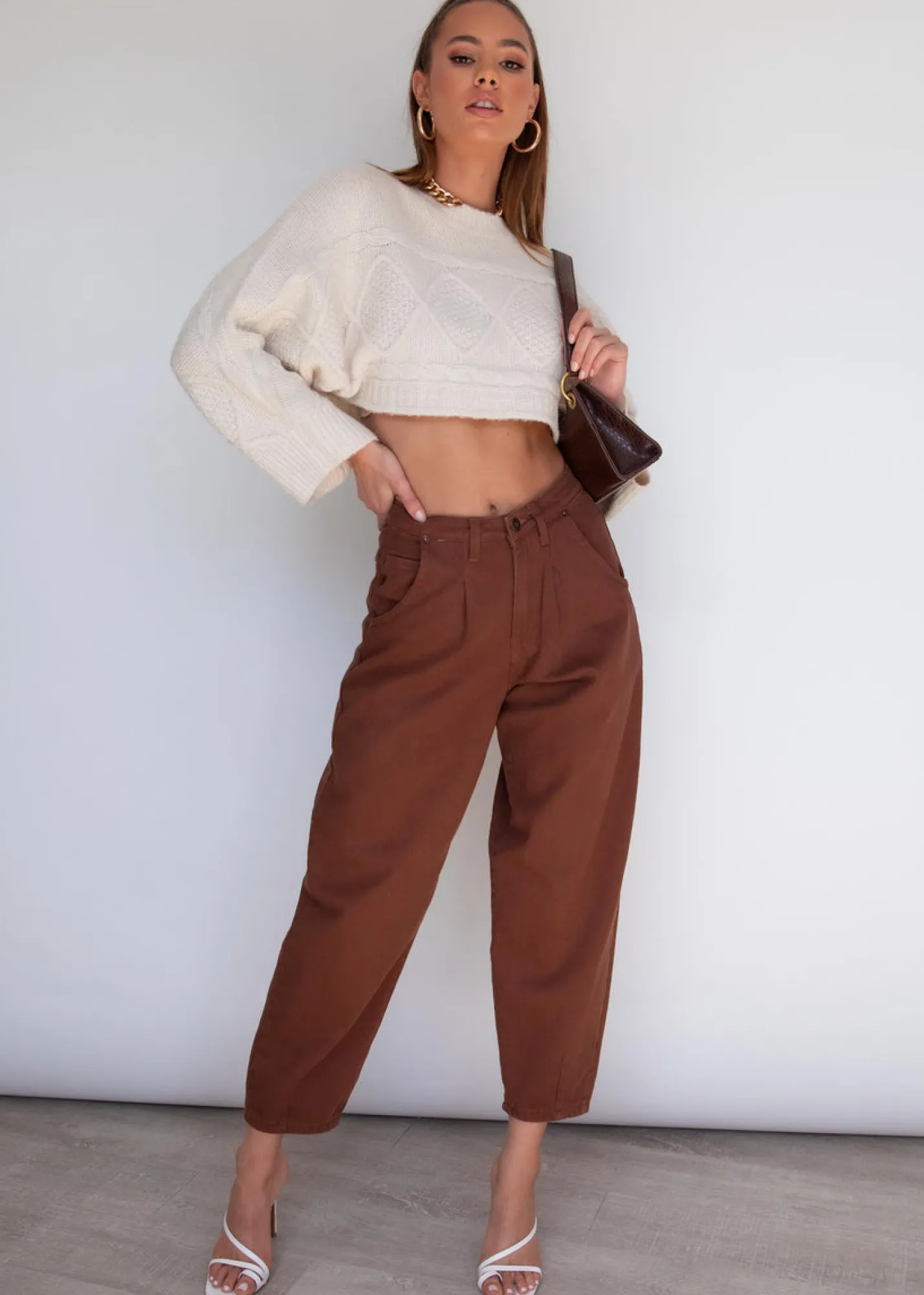 Women Gingham & Heels Crops>Lilliana Crop Sweater