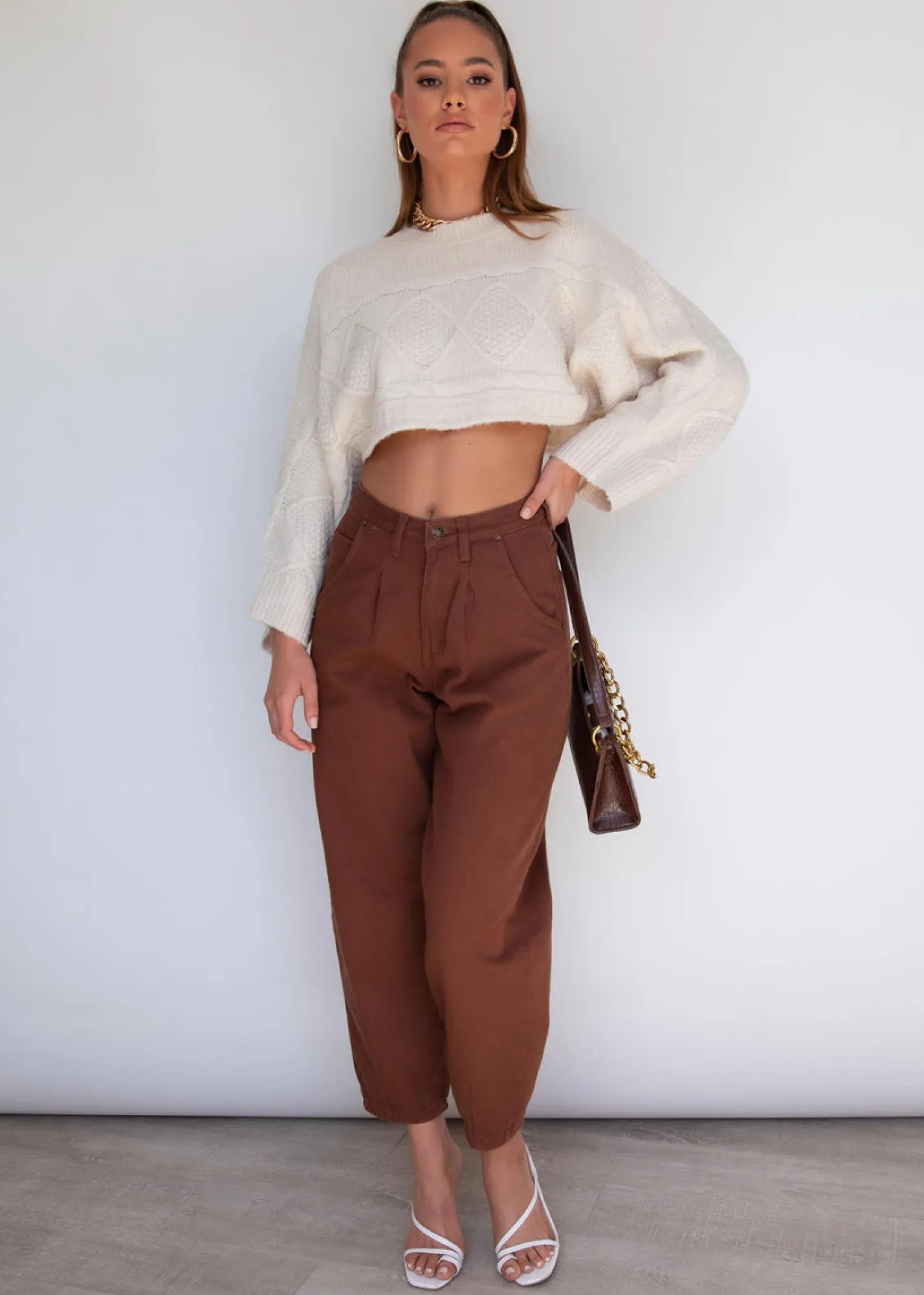 Women Gingham & Heels Crops>Lilliana Crop Sweater