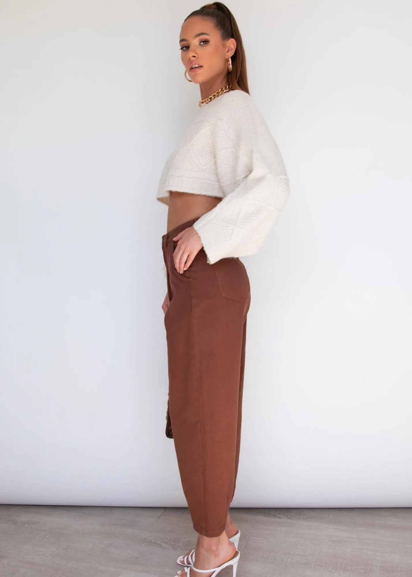 Women Gingham & Heels Crops>Lilliana Crop Sweater