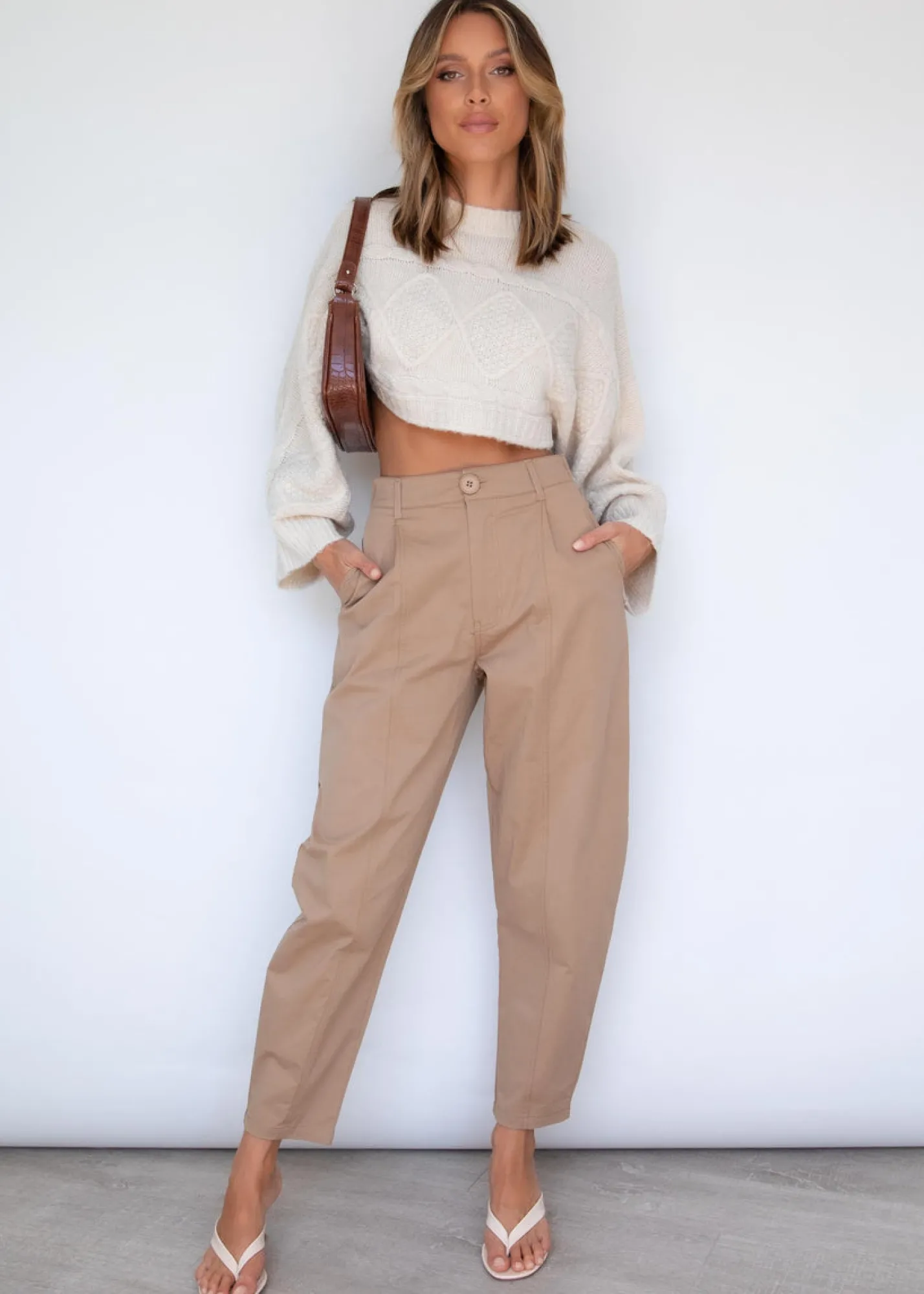 Women Gingham & Heels Crops>Lilliana Crop Sweater