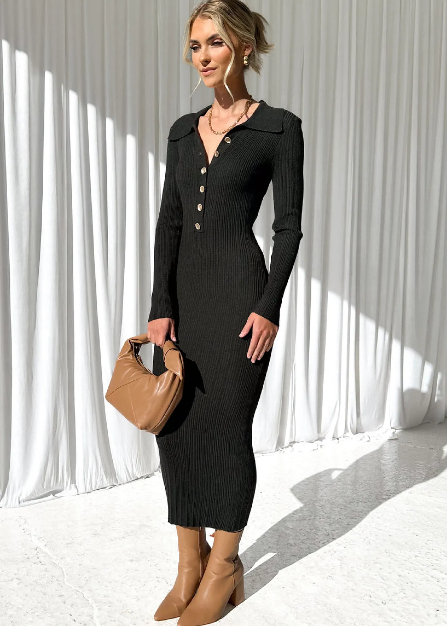Women Gingham & Heels Knit Dresses>Linnie Knit Midi Dress