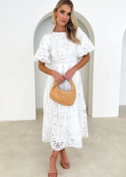 Women Gingham & Heels Midi>Lisa Lace Midi Dress