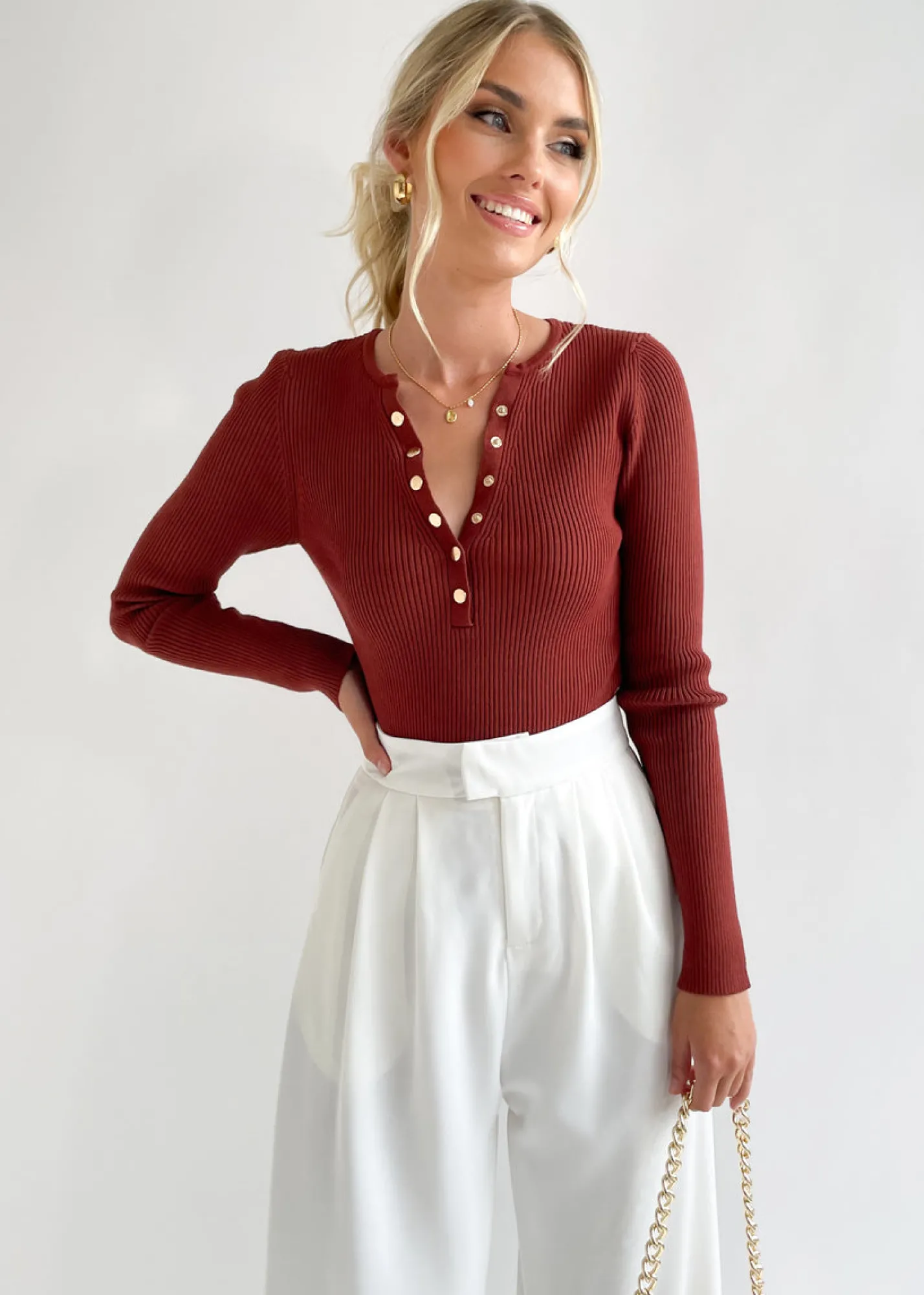 Women Gingham & Heels Basic Tops>Lommy Knit Top