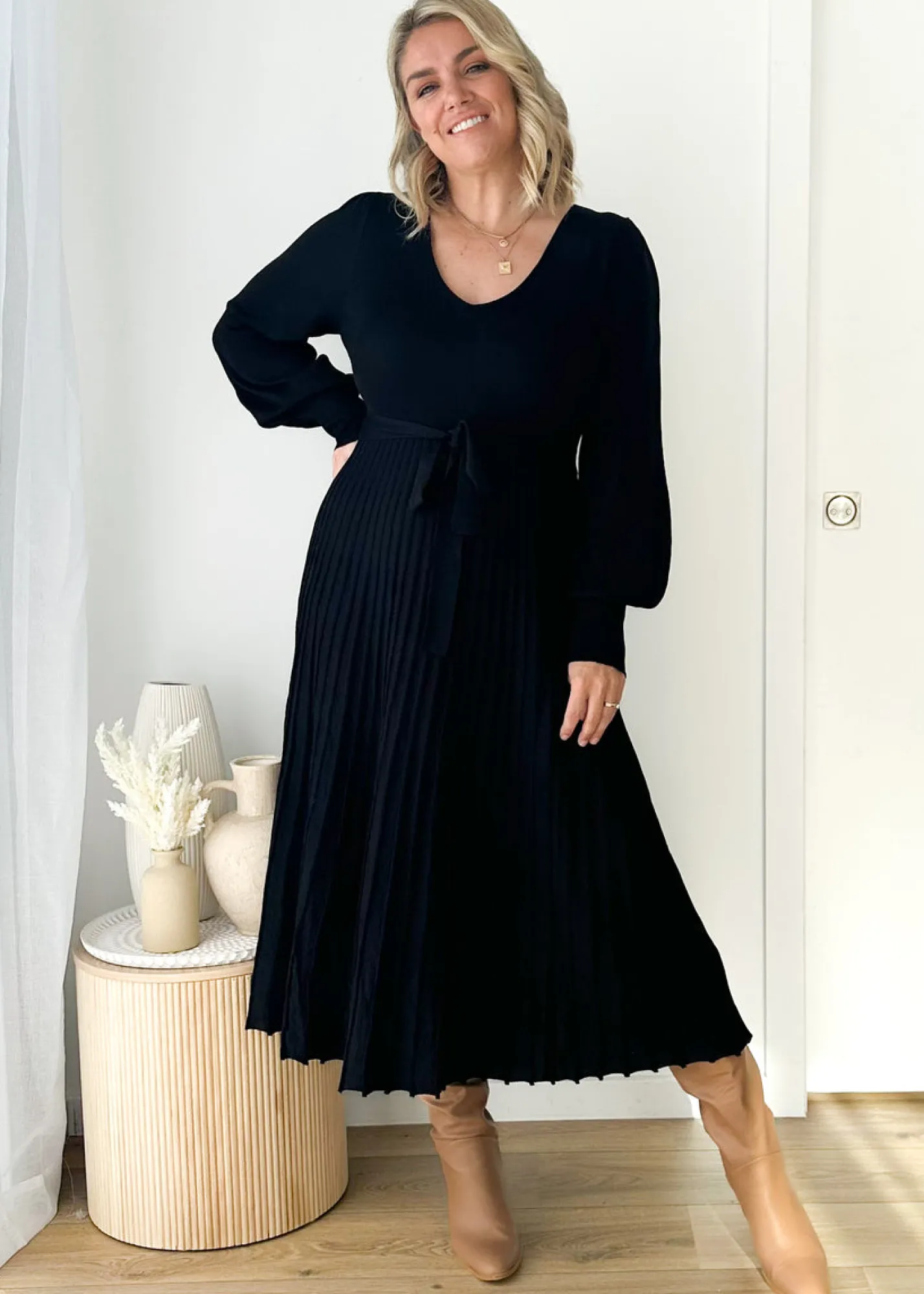 Women Gingham & Heels Knit Dresses>Lorrisa Knit Midi Dress