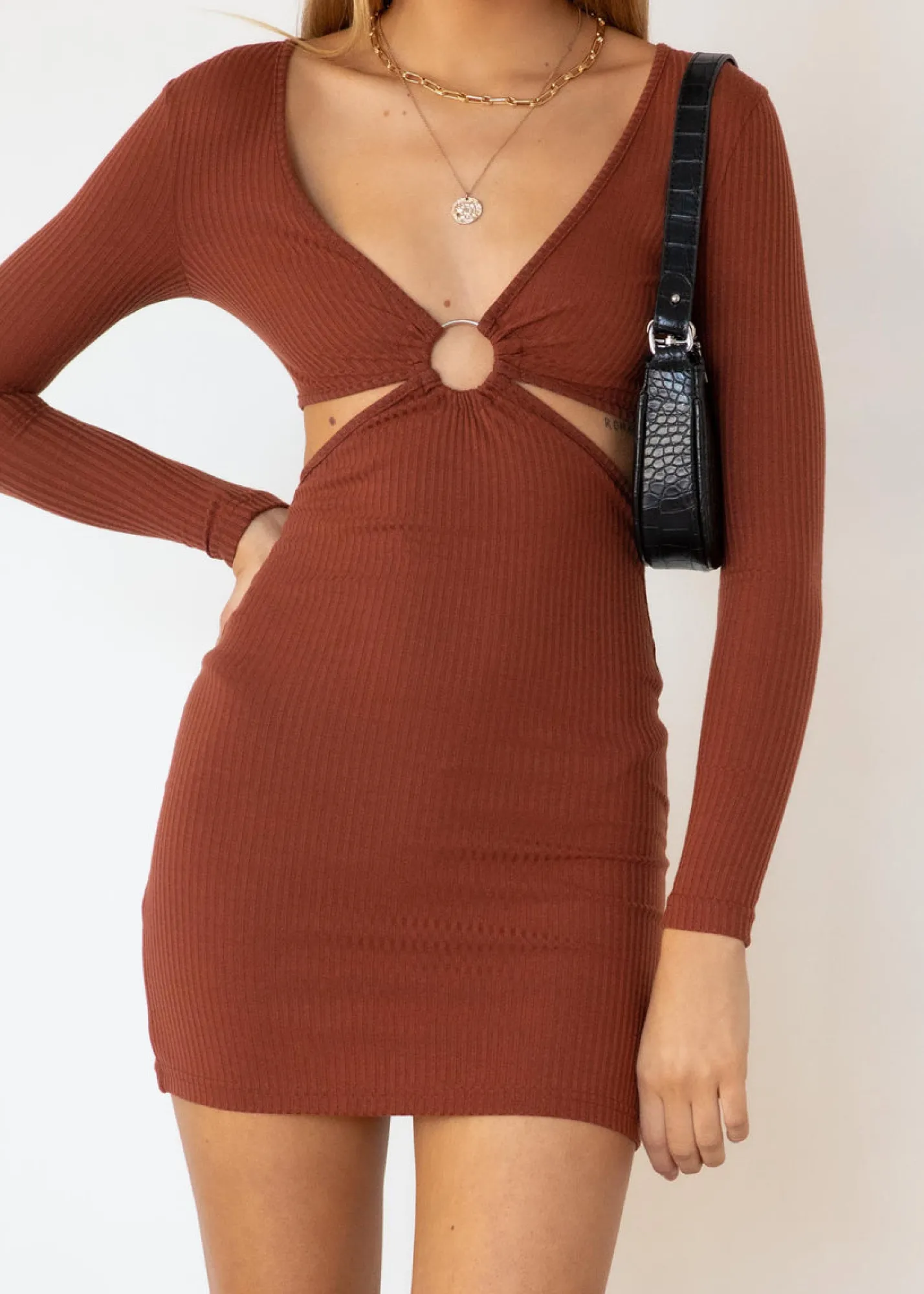 Women Gingham & Heels Knit Dresses>Love Buzz Cut Out Knit Dress