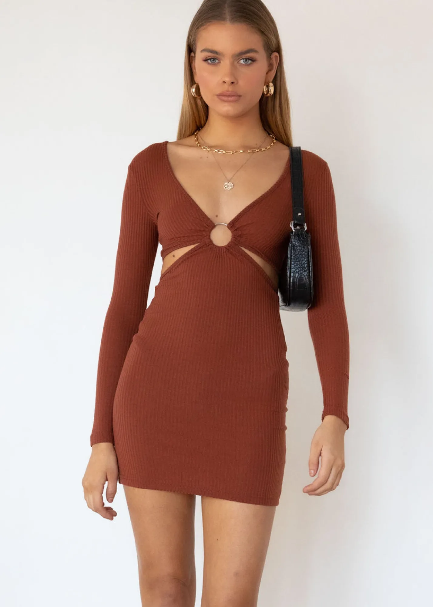 Women Gingham & Heels Knit Dresses>Love Buzz Cut Out Knit Dress