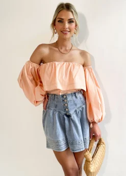 Women Gingham & Heels Blouses>Lucinia Off Shoulder Blouse