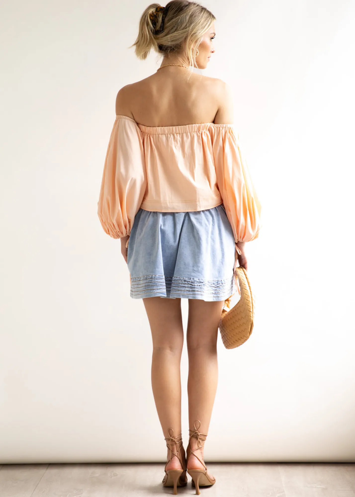 Women Gingham & Heels Blouses>Lucinia Off Shoulder Blouse