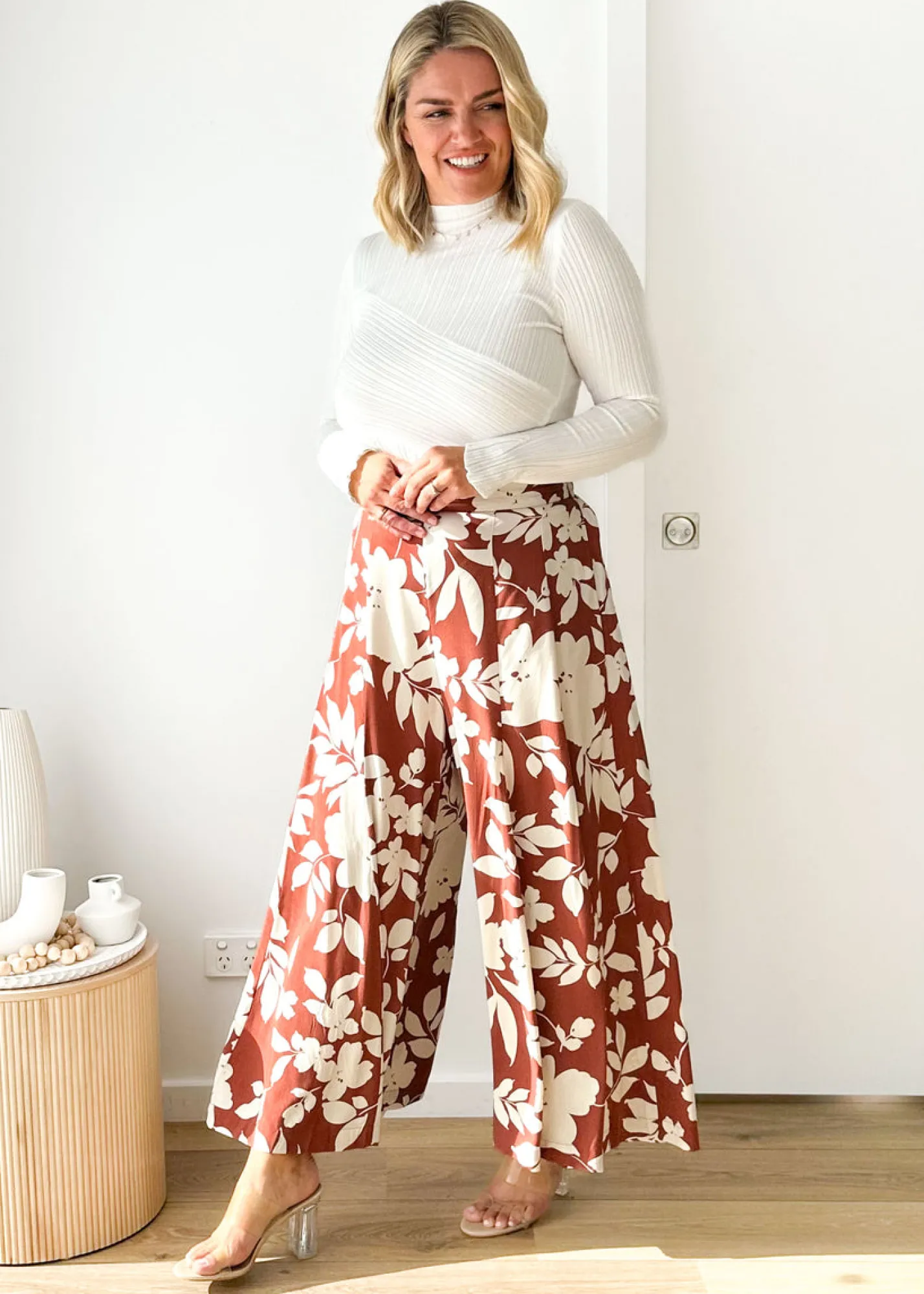 Women Gingham & Heels Pants>Lyana Wide Leg Pants