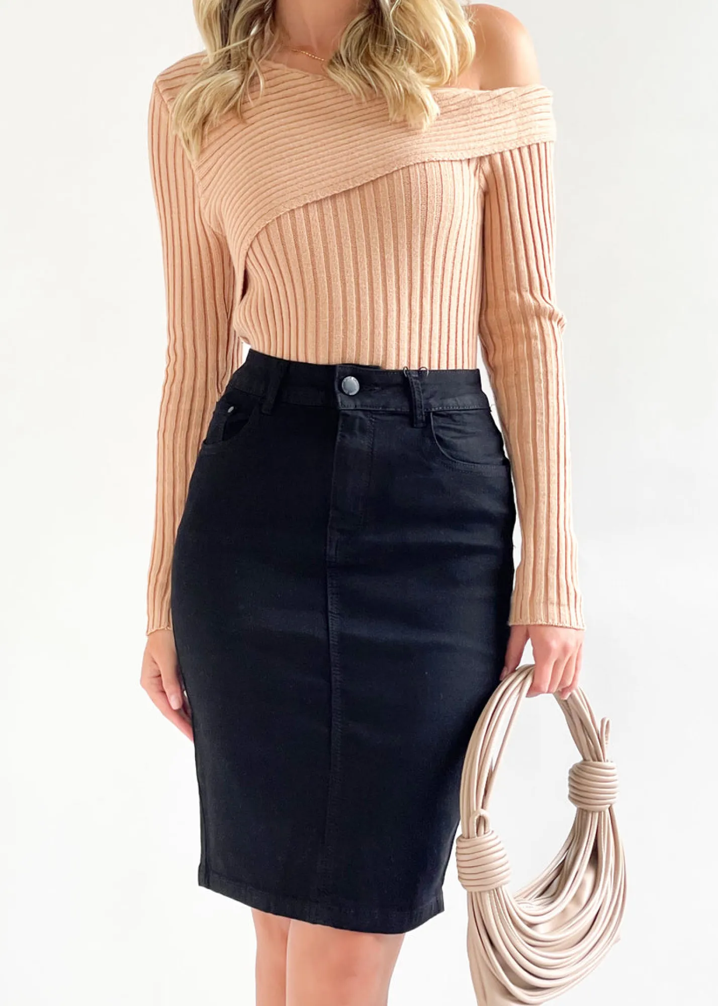 Women Gingham & Heels Skirts>Mailey Denim Midi Skirt