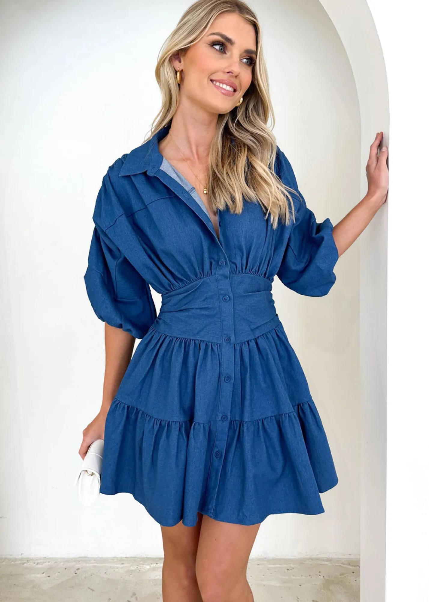 Women Gingham & Heels Short>Mathews Stretch Dress