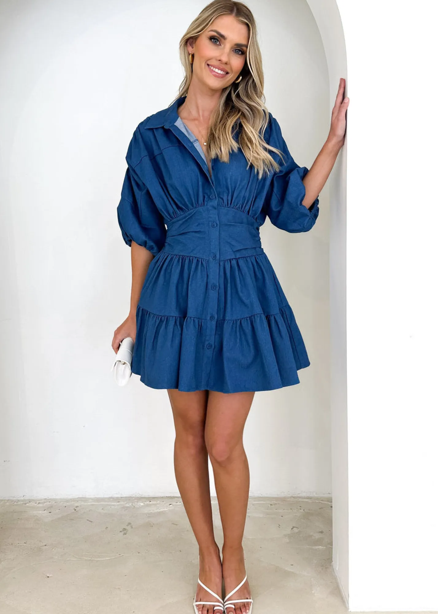 Women Gingham & Heels Short>Mathews Stretch Dress
