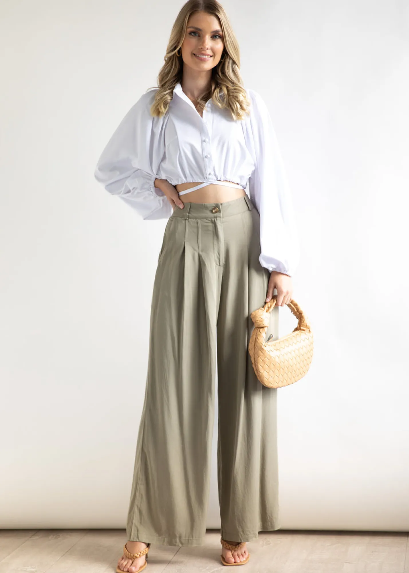 Women Gingham & Heels Crops>Matildi Cropped Blouse