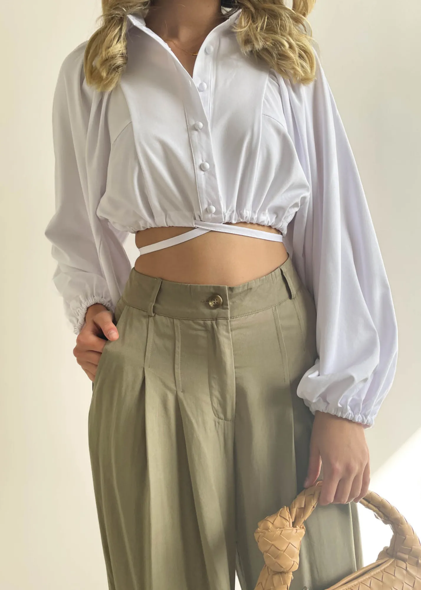 Women Gingham & Heels Crops>Matildi Cropped Blouse