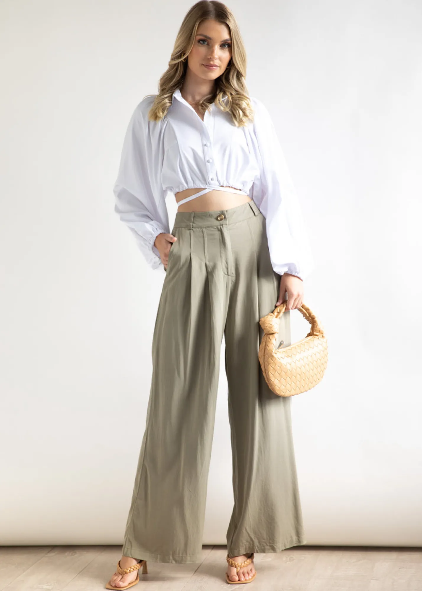 Women Gingham & Heels Crops>Matildi Cropped Blouse