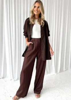Women Gingham & Heels Sets>Meivi Linen Pants