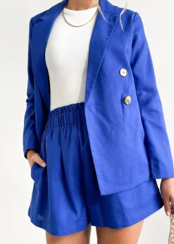 Women Gingham & Heels Sets>Millana Linen Blend Blazer