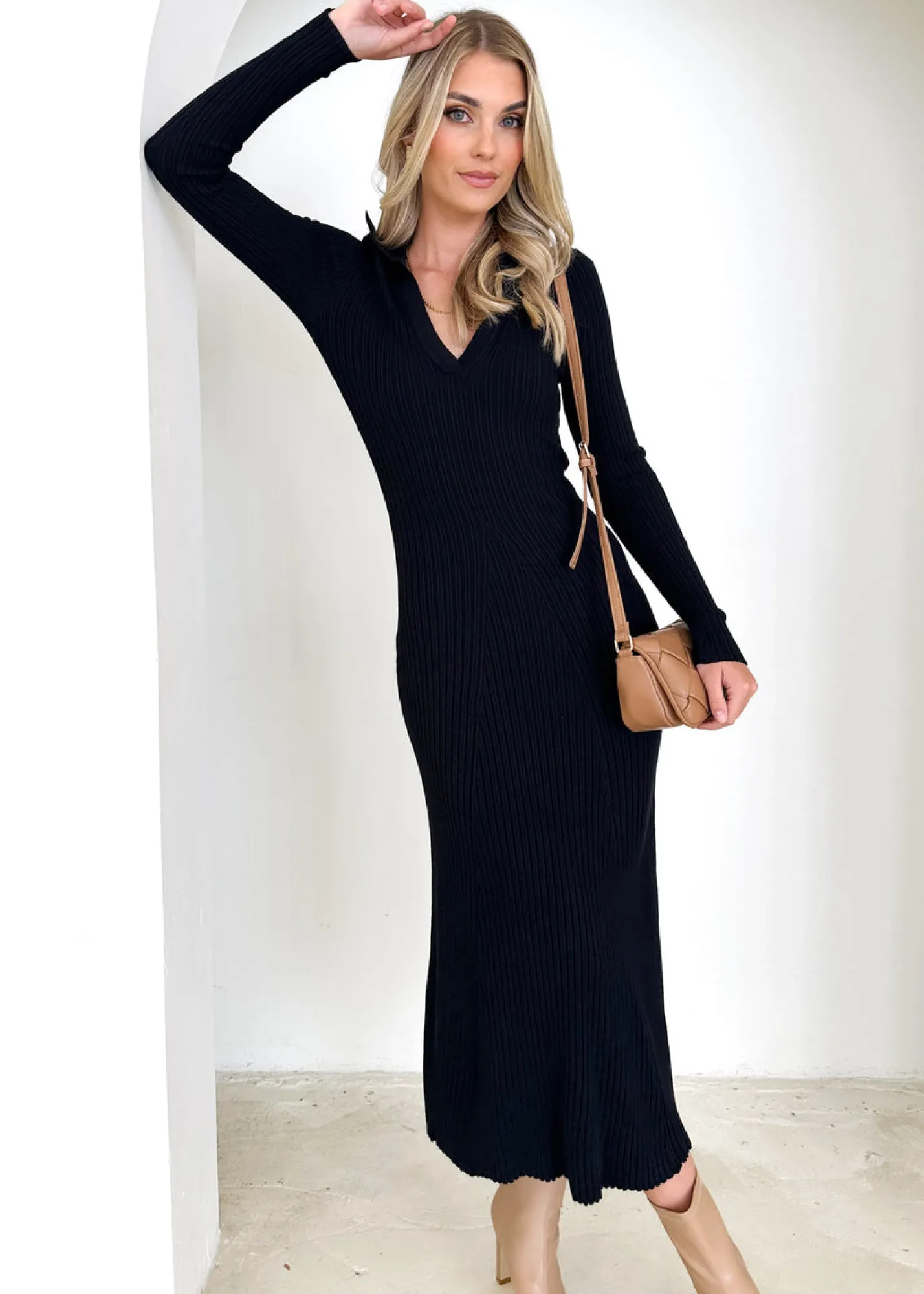 Women Gingham & Heels Knit Dresses>Nathaley Knit Midi Dress