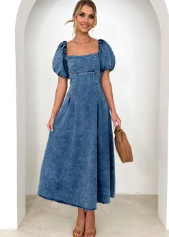 Women Gingham & Heels Maxi>Netta Denim Maxi Dress