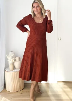 Women Gingham & Heels Knit Dresses>Orlah Knit Midi Dress