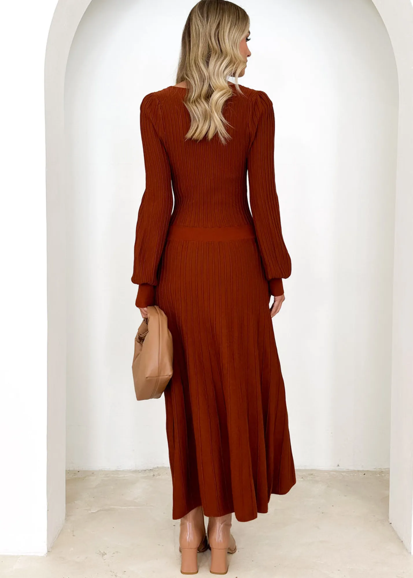 Women Gingham & Heels Knit Dresses>Orlah Knit Midi Dress