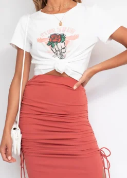 Women Gingham & Heels Skirts>Outlaw Ruched Maxi Skirt