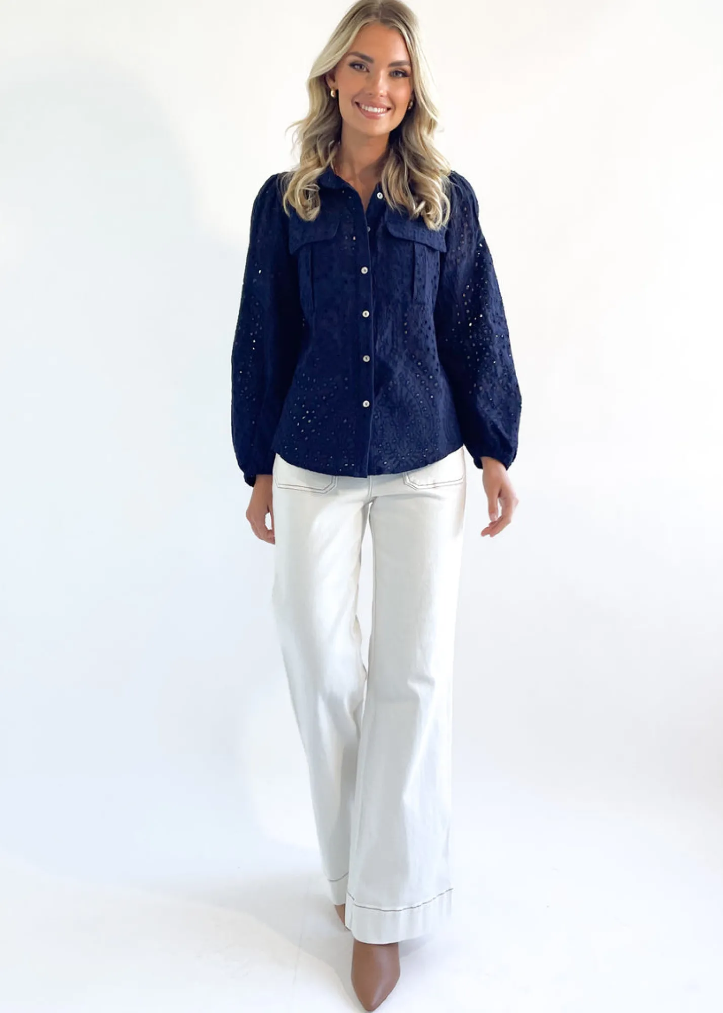 Women Gingham & Heels Blouses>Pamela Anglaise Blouse