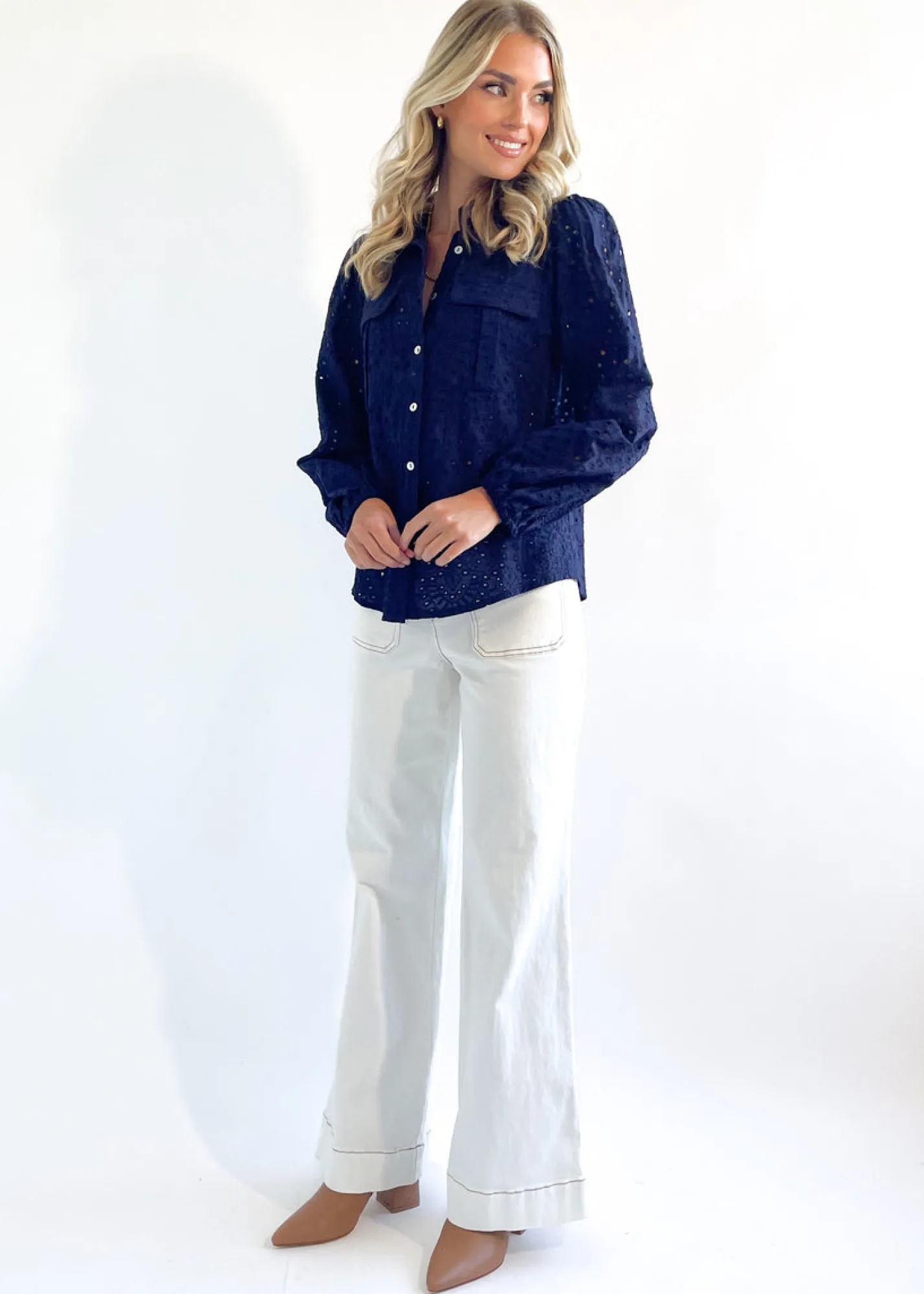 Women Gingham & Heels Blouses>Pamela Anglaise Blouse