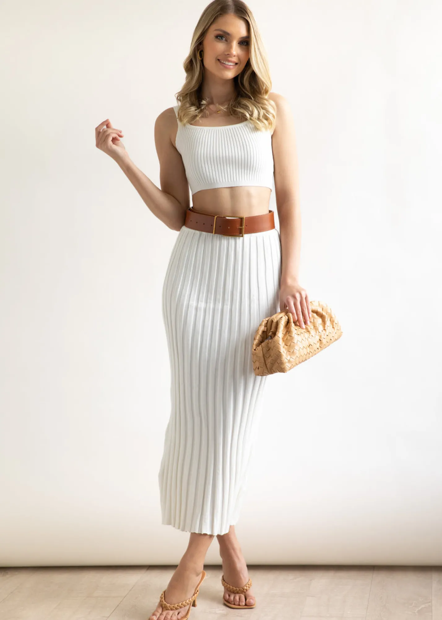 Women Gingham & Heels Sets>Passia Knit Crop