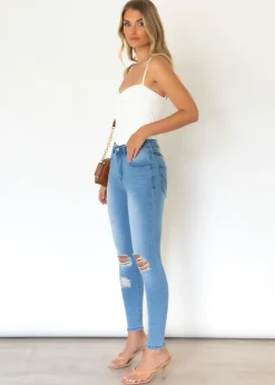 Women Gingham & Heels Jeans><noscript><img width=