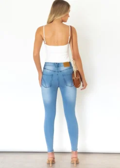 Women Gingham & Heels Jeans><noscript><img width=