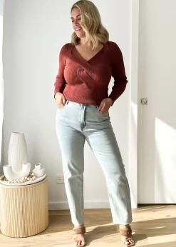 Women Gingham & Heels Knit Tops><noscript><img width=