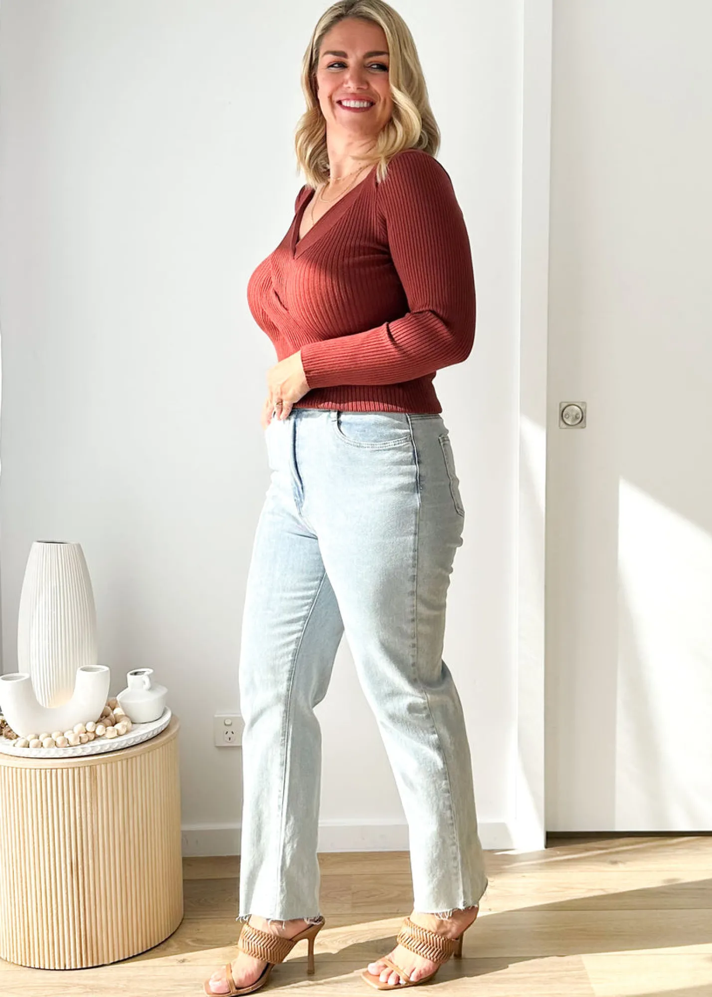 Women Gingham & Heels Knit Tops>Rayana Knit Top