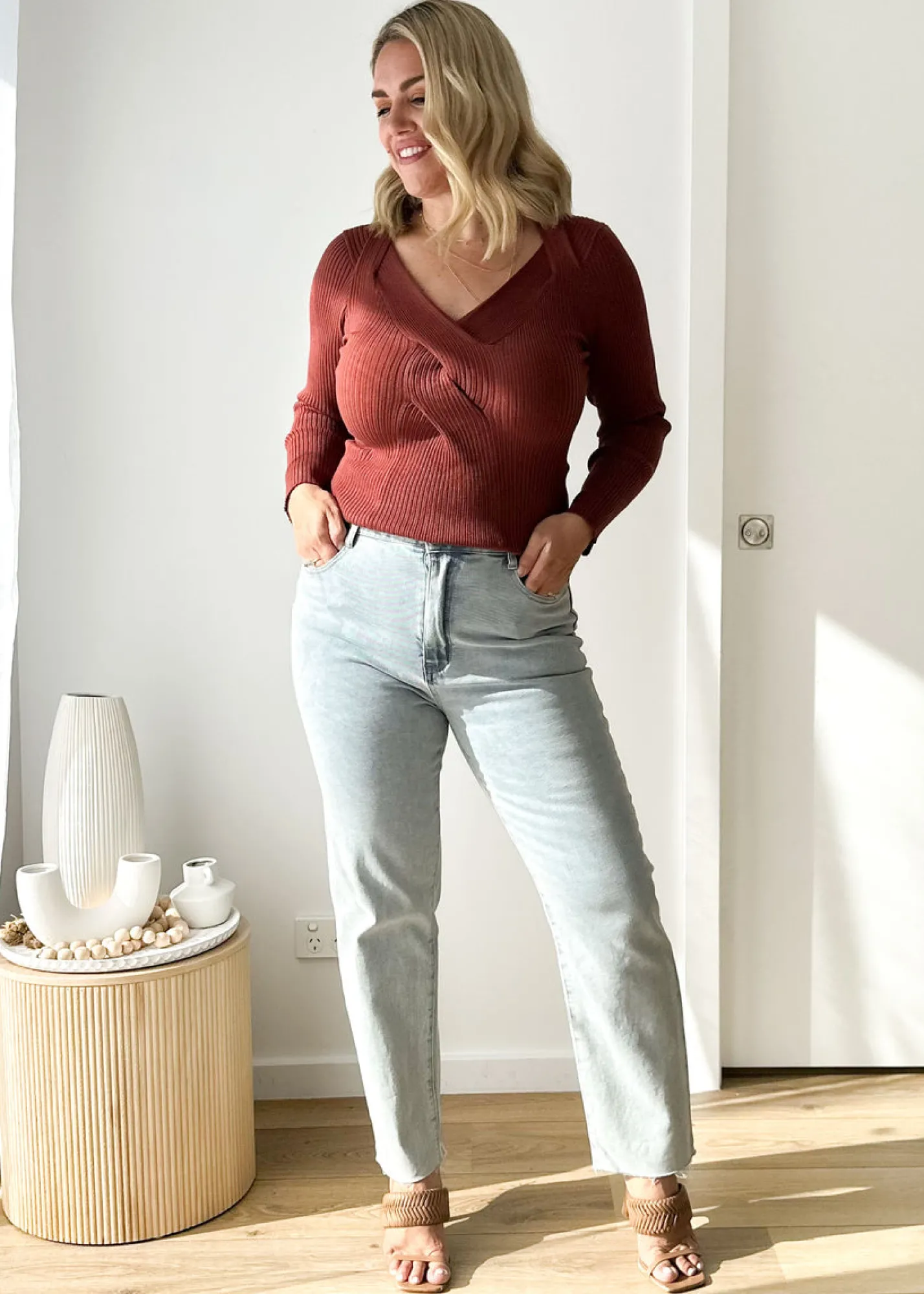 Women Gingham & Heels Basic Tops>Rayana Knit Top
