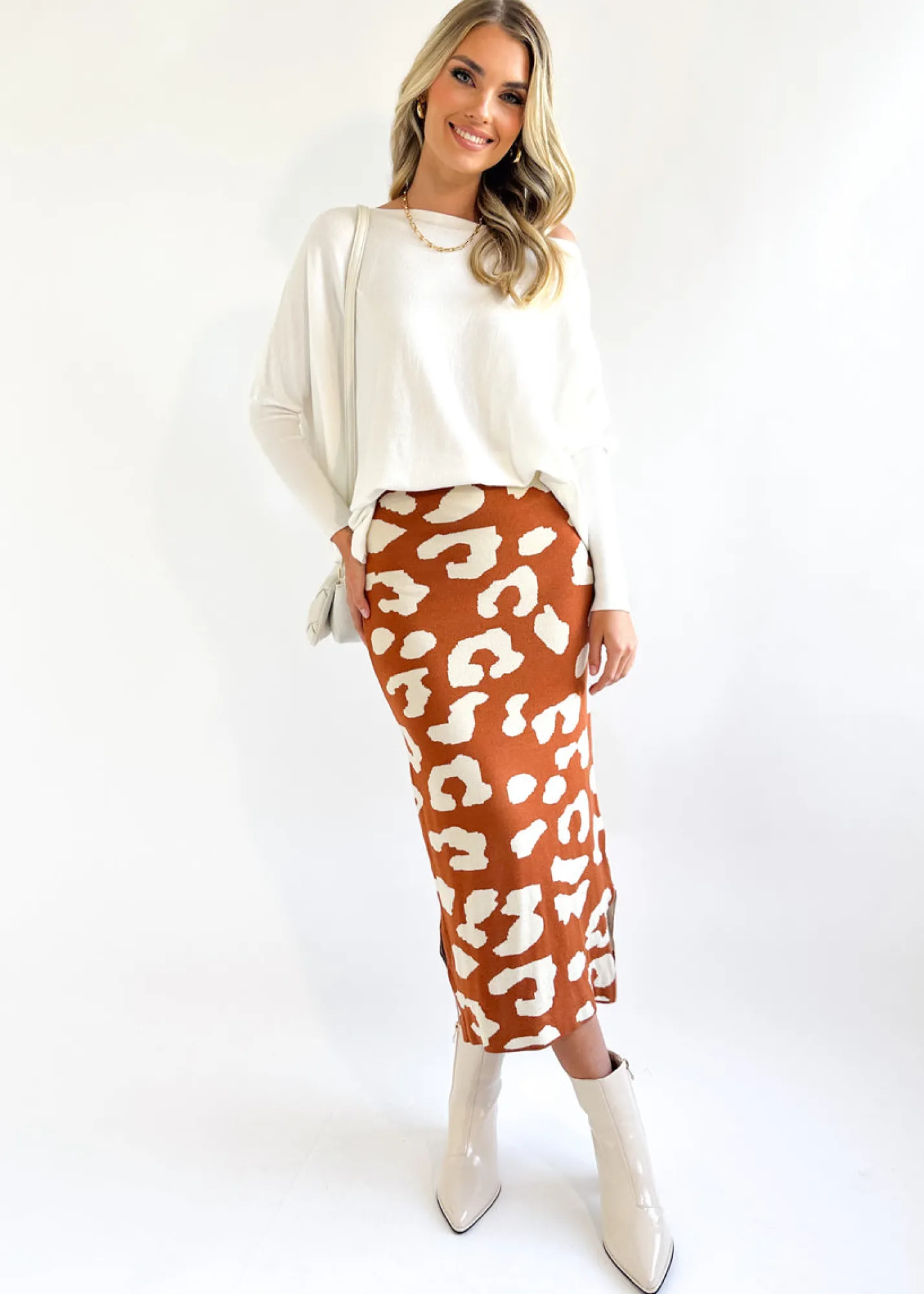 Women Gingham & Heels Skirts>Rennia Knit Midi Skirt
