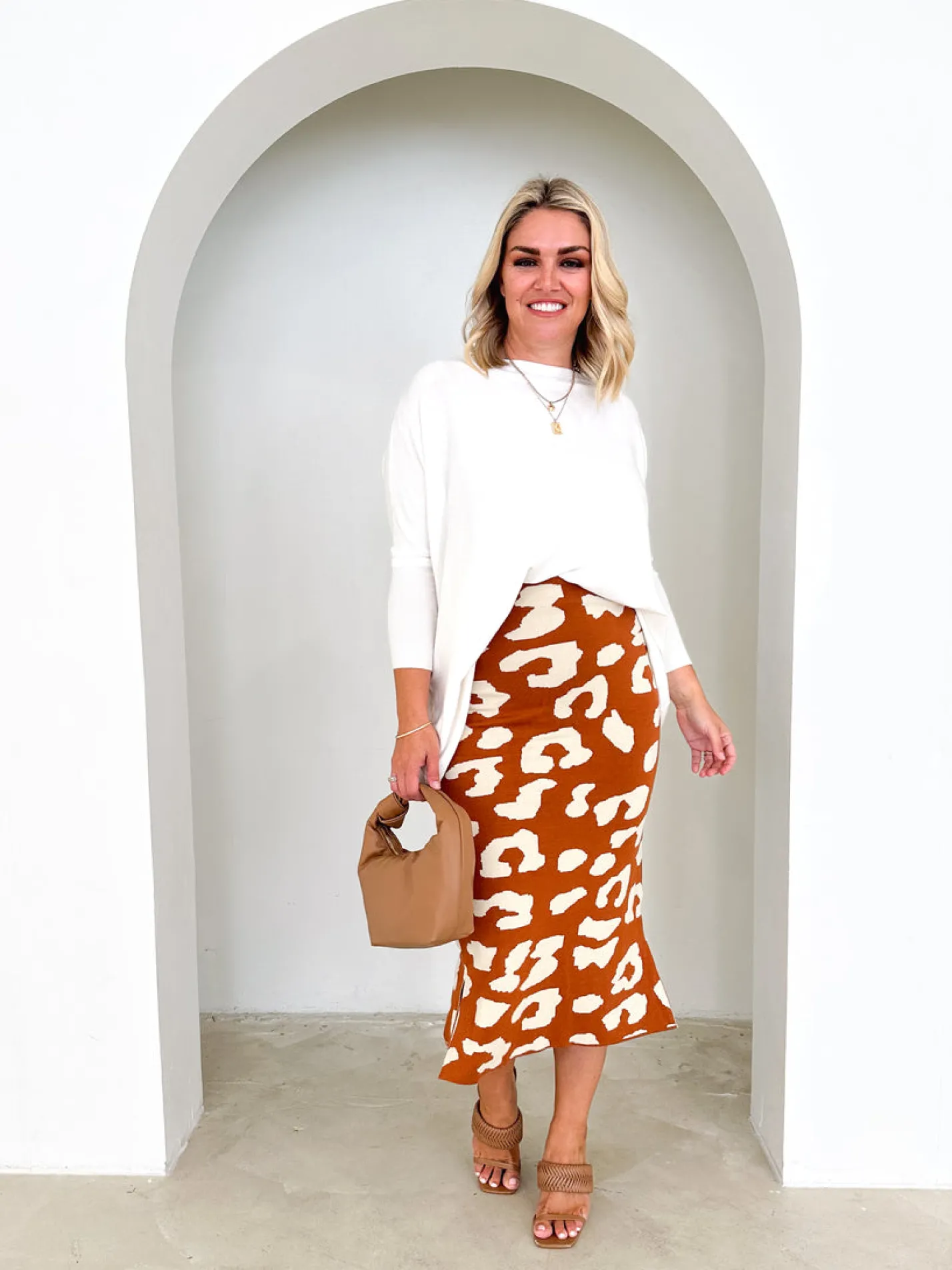 Women Gingham & Heels Skirts>Rennia Knit Midi Skirt