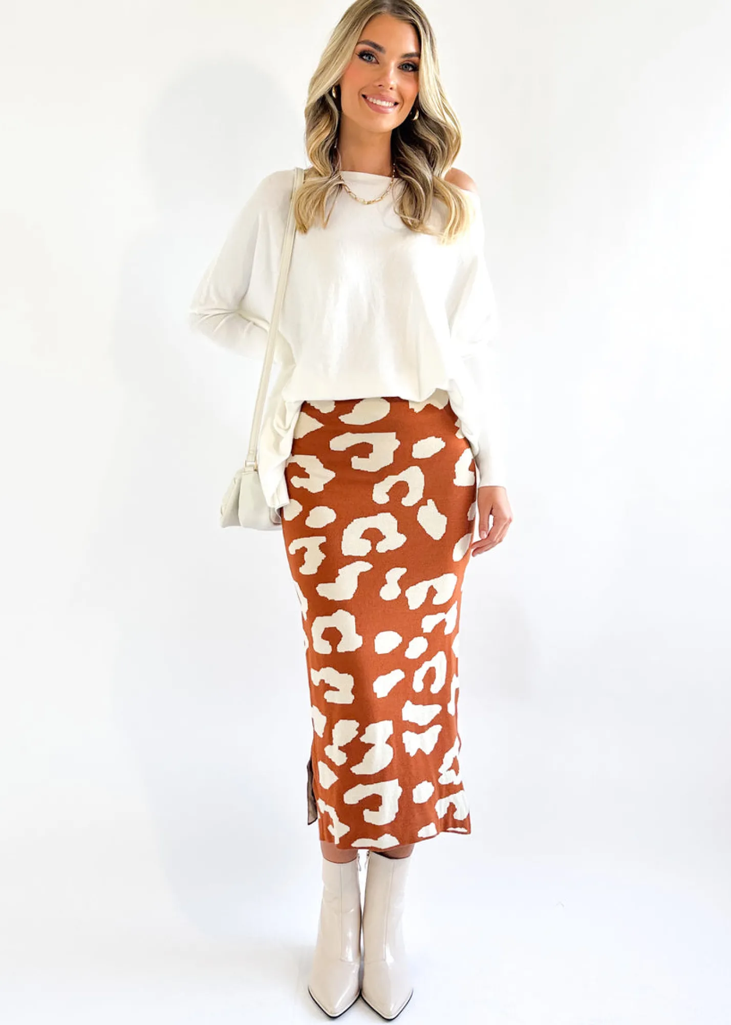 Women Gingham & Heels Skirts>Rennia Knit Midi Skirt