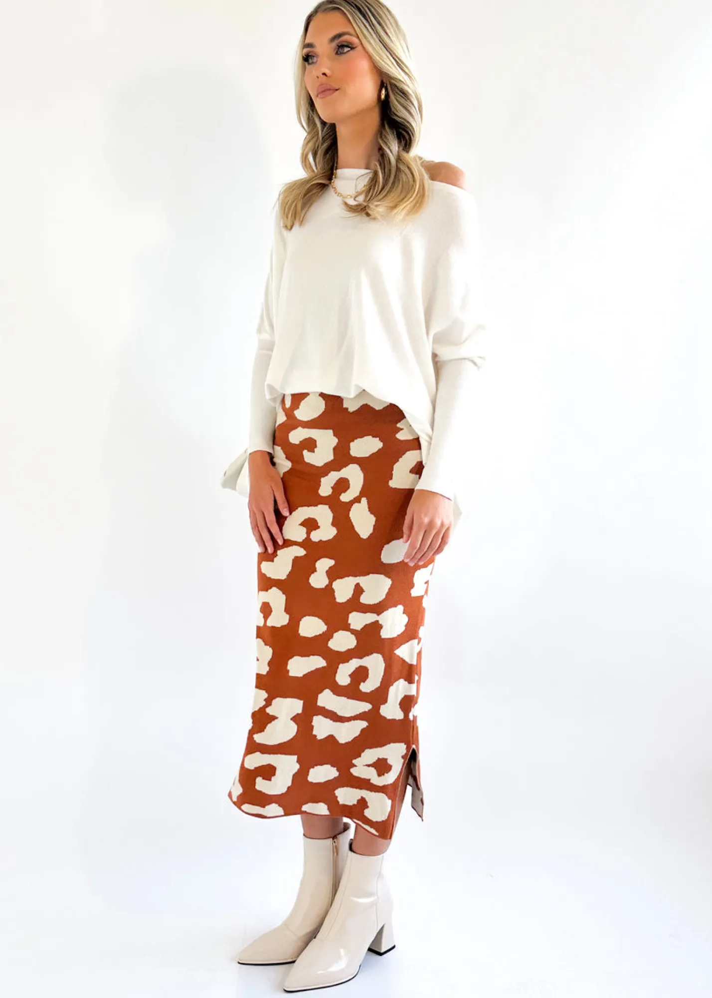Women Gingham & Heels Skirts>Rennia Knit Midi Skirt