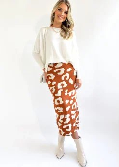 Women Gingham & Heels Knit Bottoms>Rennia Knit Midi Skirt