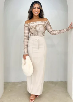 Women Gingham & Heels Blouses>Rita Off Shoulder Top