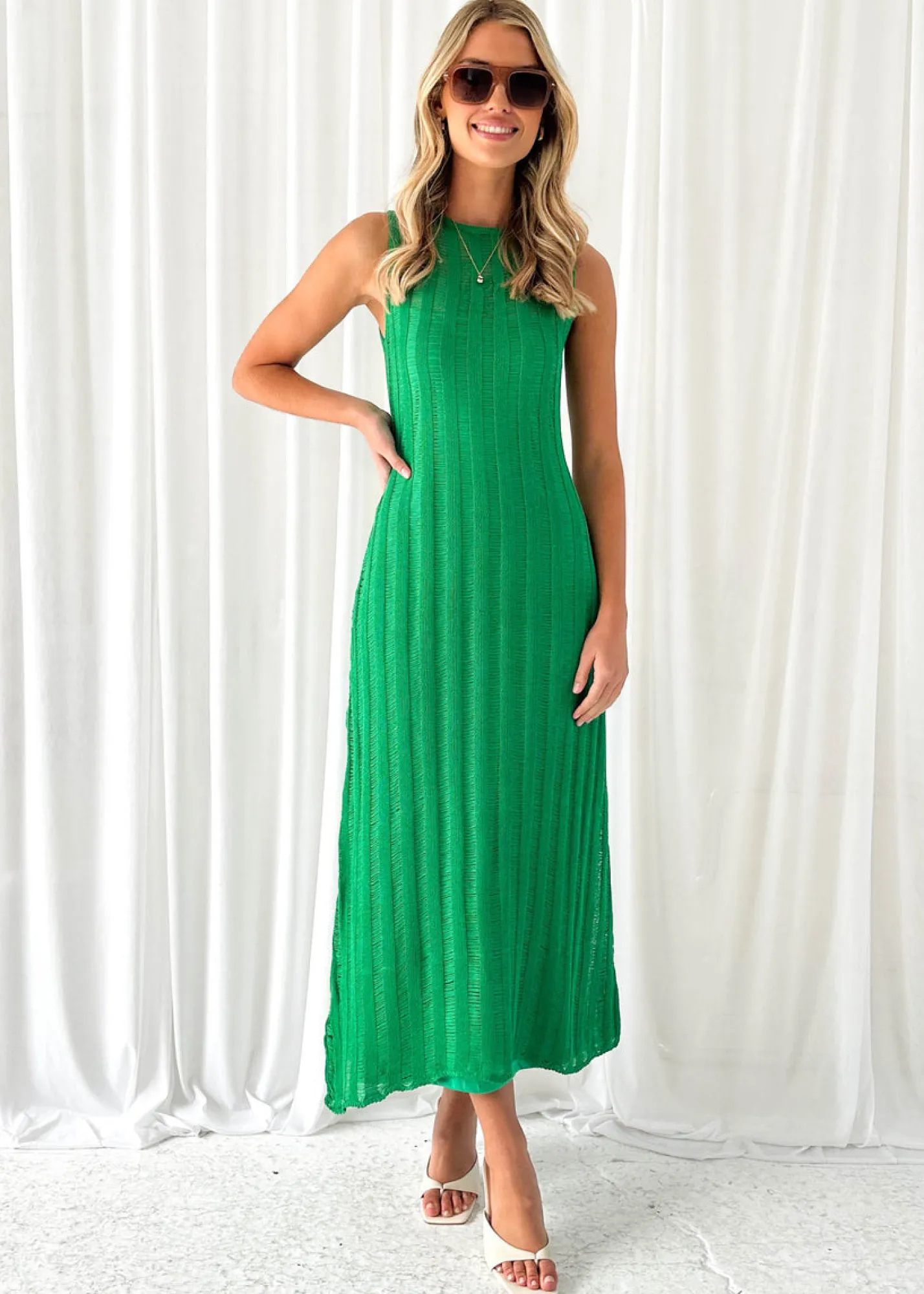 Women Gingham & Heels Knit Dresses>Rogena Knit Midi Dress
