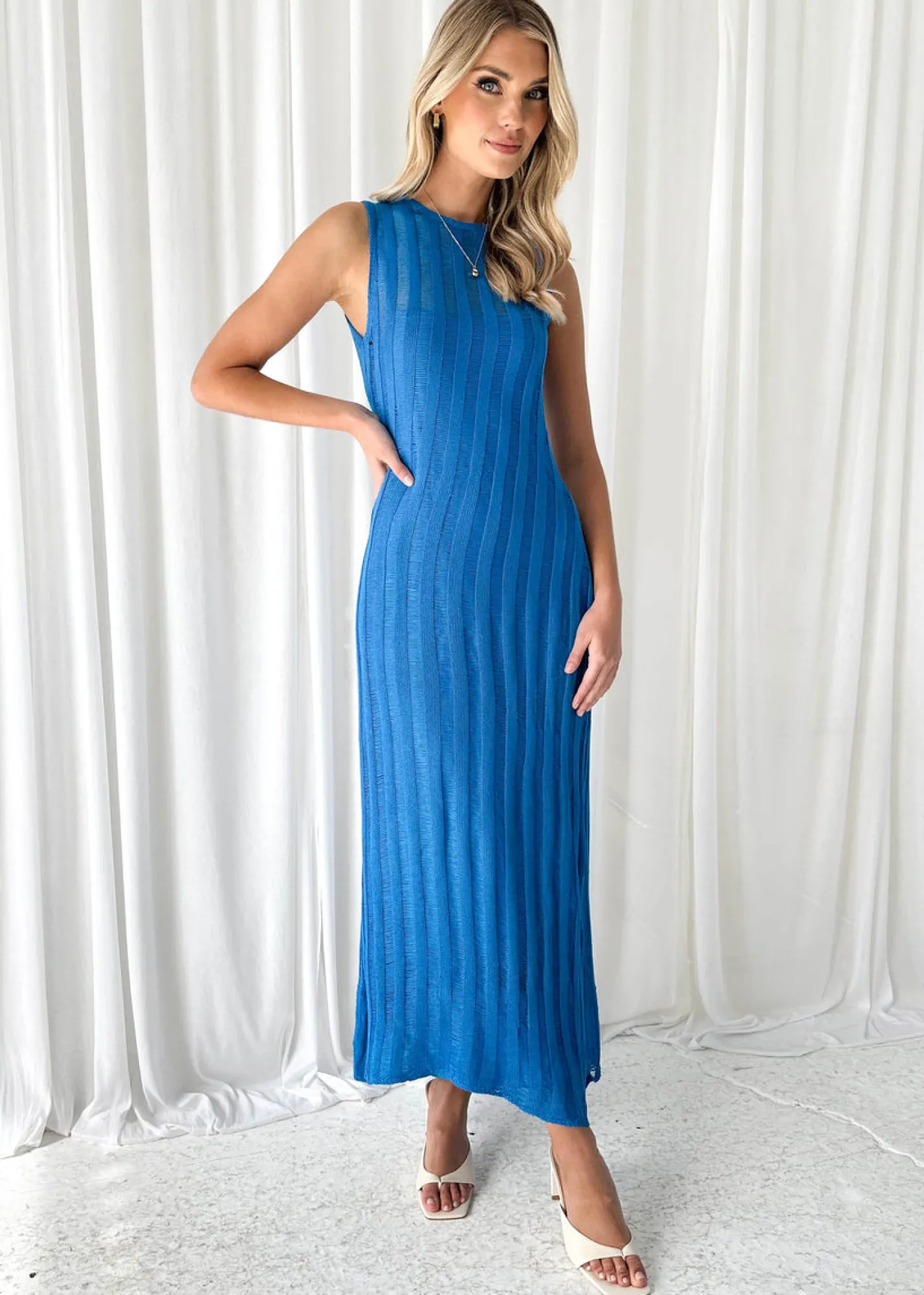 Women Gingham & Heels Knit Dresses>Rogena Knit Midi Dress