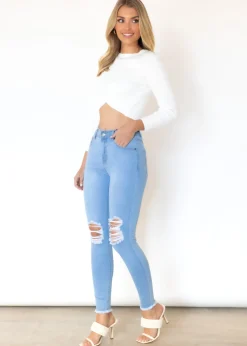 Women Gingham & Heels Jeans><noscript><img width=