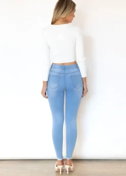 Women Gingham & Heels Jeans><noscript><img width=
