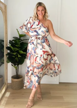 Women Gingham & Heels Maxi>Saidie One Shoulder Maxi Dress