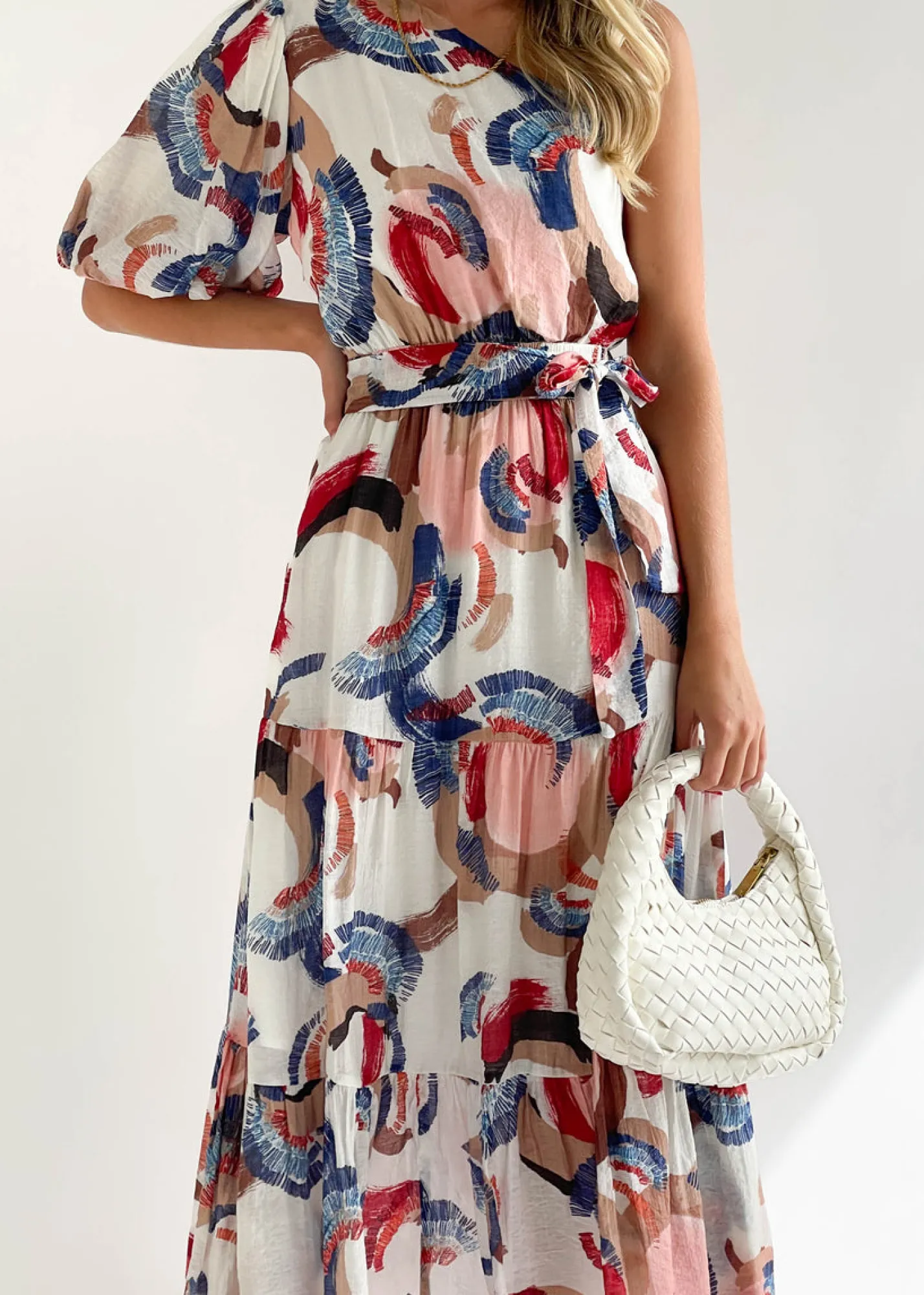 Women Gingham & Heels Maxi>Saidie One Shoulder Maxi Dress